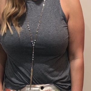 Charming Charlie Crystal Bead Tassel Necklace